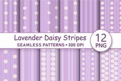lavender daisy striped seamless pattern png digital paper Product Image 1