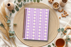 lavender daisy striped seamless pattern png digital paper Product Image 4