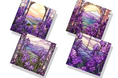 Stained Glass Lavender Flower Field Watercolor Bundle Product Image 2