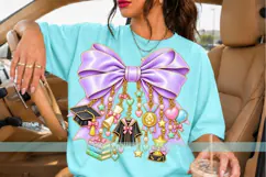 Lavender Graduation Bow PNG with Pastel Charms, Senior Product Image 2