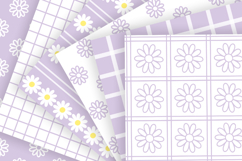 Lilac mist daisy seamless patterns Digital paper png bundle Product Image 2