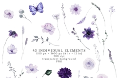 purple lavender lilac floral clipart spring flowers watercolor png
