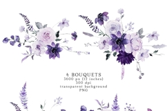 purple lavender lilac floral clipart spring flowers watercolor png