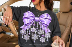 Lavender Snowflake Bow PNG with Silver Charms Product Image 4