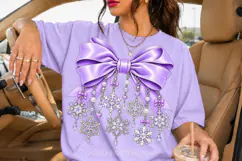 Lavender Snowflake Bow PNG with Silver Charms Product Image 2