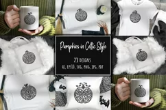 Pumpkins in Celtic Art- Style Autumn Detailed SVG Product Image 1