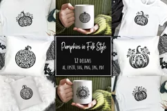 Pumpkins in Folk Art- Style Autumn Detailed SVG Product Image 1