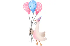 Goose Birthday Blue and Pink Air Balloons. Baby Girl and Boy Product Image 4