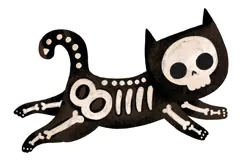Watercolor Day of the Dead Clipart, Skeleton Cat Sugar Skull Product Image 5