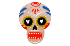 Watercolor Day of the Dead Clipart, Skeleton Cat Sugar Skull Product Image 6