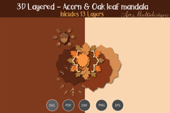3D Layered Acorn &amp; Oak Leaf Mandala Product Image 3
