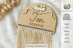 Macrame Baby Milestone Card Laser Cut.10 Months SVG Product Image 1