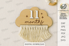 Baby Milestone Macrame Card Lasercut. 11 Months SVG Product Image 1