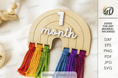 Baby Milestone Macrame Card Laser Cut. Baby Card.1 Month SVG Product Image 1