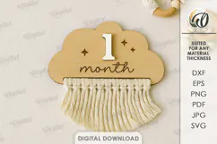Baby Milestone Macrame Card Laser Cut. Baby Card.1 Month SVG Product Image 1