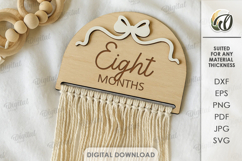 Macrame Baby Milestone Card Lasercut.Baby Card. 8 Months SVG Product Image 1