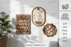 3D Boho Home Decors Bundle Laser Cut. Floral wall art SVG Product Image 2