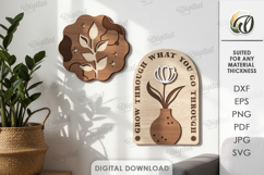 Boho Home Decor Laser Cut. Floral wall art. Layered sign SVG Product Image 1