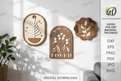 Boho Home Decor Laser Cut. Floral wall art. Layered sign SVG Product Image 1