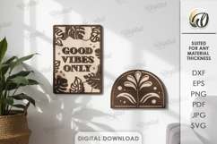 Boho Home Decor Laser Cut. Floral wall art. Layered sign SVG Product Image 1