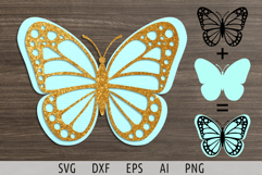 Layered butterfly silhouette svg Flying butterfly svg 3d svg Product Image 1
