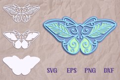 layered butterfly with leaves 3 layers