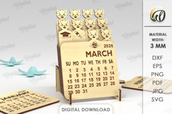 Layered Calendar 2026 Laser Cut. Calendar With Cat SVG Product Image 1
