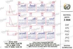Layered Calendar 2026 Laser Cut. Calendar With Bunny SVG Product Image 2