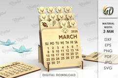 Layered Calendar 2026 Laser Cut. Calendar With Bear SVG Product Image 1