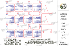 Layered Calendar 2026 Laser Cut. Calendar With Bear SVG Product Image 2