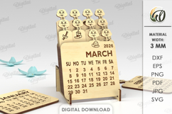 Layered Calendar 2026 Laser Cut. Calendar With Snake SVG Product Image 1