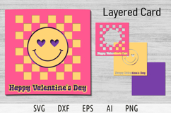 Layered card Happy Valentines day svg cut file Love smiley Product Image 1