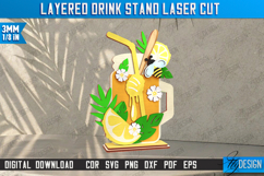 Layered Drink Stand Laser Cut | Tropical Design | Bar Décor Product Image 1