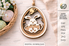 3D Easter Egg Laser Cut. Hanging Easter Ornament SVG Product Image 1
