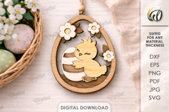3D Easter Egg Laser Cut. Hanging Easter Ornament SVG Product Image 1