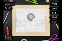 Layered father and son fishing shadow box cut files preview