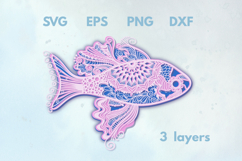 Layered Mandala Fish - 3 SVG layers Product Image 1