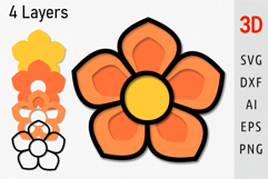 Layered flower svg 3d flower svg Multilayer flower svg Product Image 1