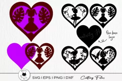 heart cut files with girl silhouettes