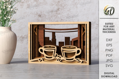 Wooden Layered Home Decor Laser Cut. City Landscape SVG Product Image 1