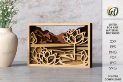 Wooden Layered Home Decor Laser Cut. Layered Lake Scene SVG Product Image 1