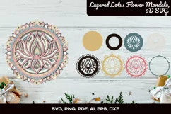 3D SVG Lotus | Layered Lotus Flower Mandala | Laser Cut SVG Product Image 1