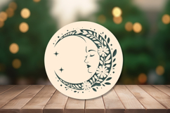Layered Floral Moon lady SVG Product Image 1