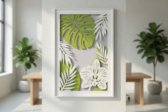 Layer panel "Leaves and Orchid" 3D Paper Cut SVG Product Image 2