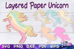 Layered Paper Unicorn SVG | Unicorn Paper Cut | SVG File Product Image 1