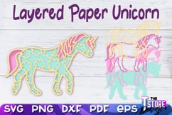 Layered Paper Unicorn SVG | Unicorn Paper Cut | SVG File Product Image 1