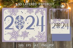 Layered papercut card 2024 New Year Christmas paper card