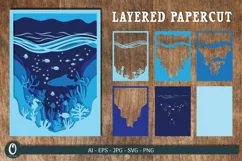 Layered papercut | Sea paper cut | Sea papercut Product Image 1