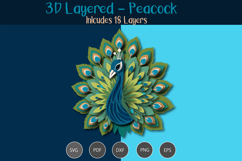 3D Layered Peacock SVG Product Image 3
