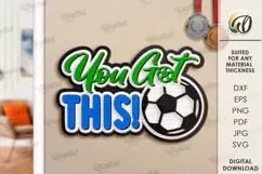 Layered Sport Sign Laser Cut. Soccer Wall Decor SVG Product Image 1